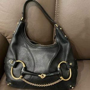 Gucci black leather shoulder bag